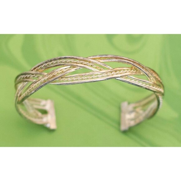 Vintage Sterling Silver Wavy Knots Elegant Cuff Bracelet Size 8 - W6 - Picture 4 of 5